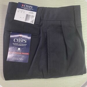 Chaps NWT Boys' School Approved Black‎ Pleated Front Pants Size 10 Slim